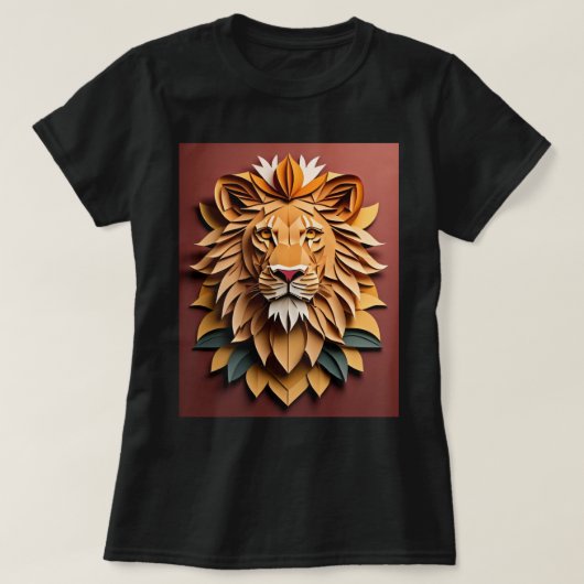 Lion 3D Paper Art Design T-shirt (Design voorkant)