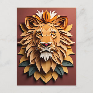 Lion 3D Paper Art Design T-shirt Briefkaart
