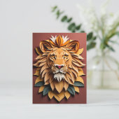Lion 3D Paper Art Design T-shirt Briefkaart (Staand voorkant)