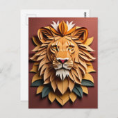 Lion 3D Paper Art Design T-shirt Briefkaart (Voorkant / Achterkant)