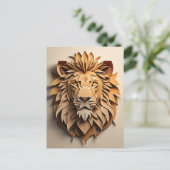 Lion 3D Paper Art Design T-shirt Briefkaart (Staand voorkant)