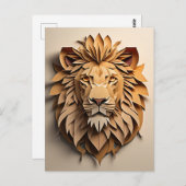 Lion 3D Paper Art Design T-shirt Briefkaart (Voorkant / Achterkant)