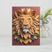 Lion 3D Paper Art Design T-shirt Kaart (Staand voorkant)