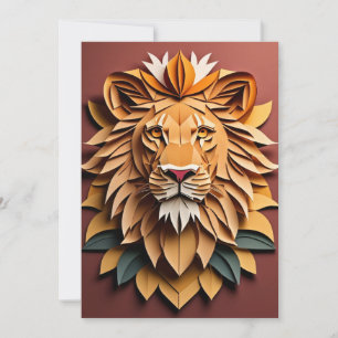 Lion 3D Paper Art Design T-shirt Kaart