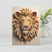Lion 3D Paper Art Design T-shirt Kaart (Staand voorkant)