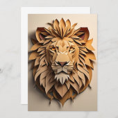 Lion 3D Paper Art Design T-shirt Kaart (Voorkant / Achterkant)