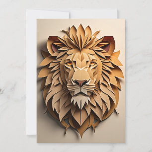 Lion 3D Paper Art Design T-shirt Kaart