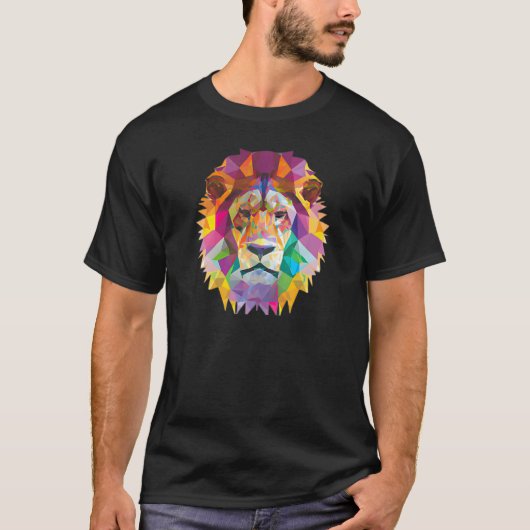 Lion Abstract Polygon Cool Geometric Wild Animal 1 T-shirt (Voorkant)