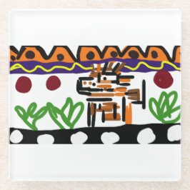 Lion achterste kunst glazen onderzetter