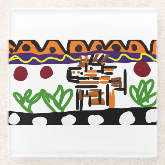 Lion achterste kunst glazen onderzetter (Voorkant)