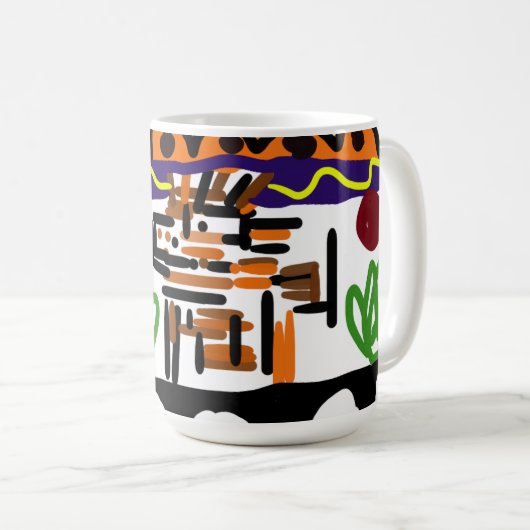 Lion achterste kunst koffiemok (Voorkant rechts)