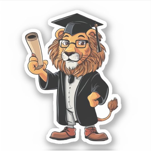 Lion Afstuderen Sticker (Voorkant)