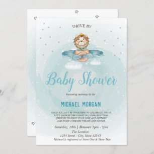 Lion Airplane drive by Baby shower Kaart