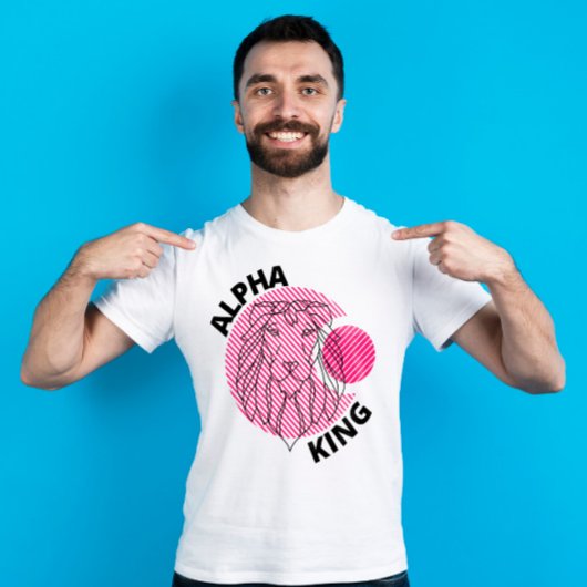 Lion Alpha King | roze strepen T-shirt