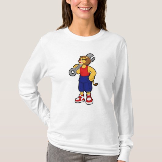 Lion als mechanisch met moersleutel t-shirt (Voorkant)