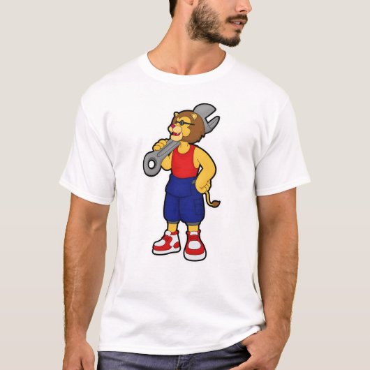 Lion als mechanisch met moersleutel t-shirt (Voorkant)