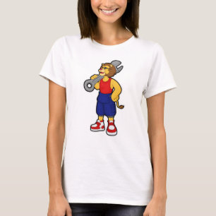 Lion als mechanisch met moersleutel t-shirt