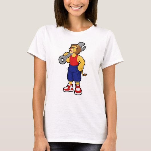 Lion als mechanisch met moersleutel t-shirt (Voorkant)