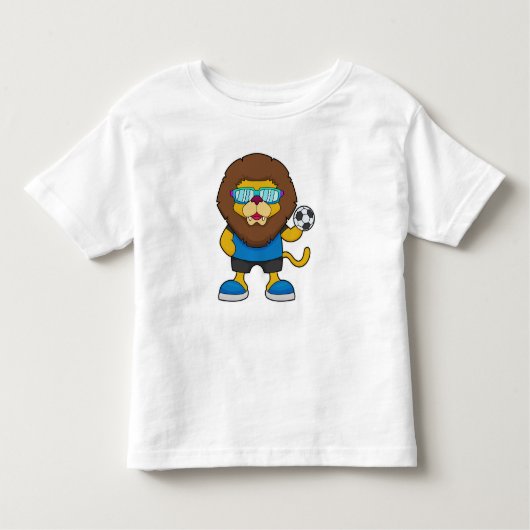 Lion als Voetbalspeler met Voetbal Kinder Shirts (Voorkant)