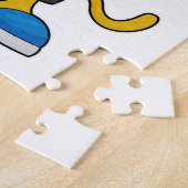 Lion als Voetbalspeler met Voetbal Legpuzzel (Zijkant)