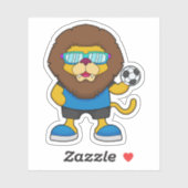 Lion als Voetbalspeler met Voetbal Sticker (Vel)