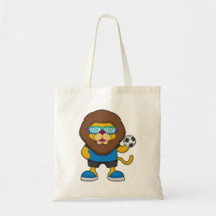 Lion als Voetbalspeler met Voetbal Tote Bag