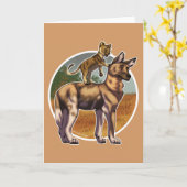 Lion and African Wild Dog Friends Kaart (Gele Bloem)