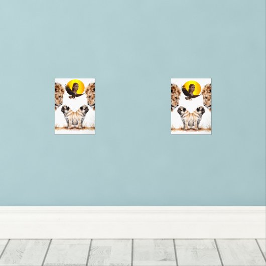 lion and dog muurkunst sets (Houten vloer)