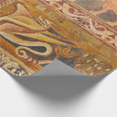 LION AND DRAGON middeleeuws fresco in geel Sinaasa Cadeaupapier (Hoek)