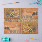 LION AND DRAGON middeleeuws fresco in geel Sinaasa Tissuepapier (Craft)