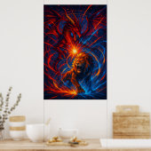 Lion and Dragon Wall Art – Elemental Energy Poster (Keuken)