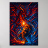 Lion and Dragon Wall Art – Elemental Energy Poster (Voorkant)