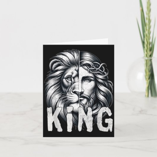 Lion And Jesus King Christian Faith Design  Kaart (Voorkant)