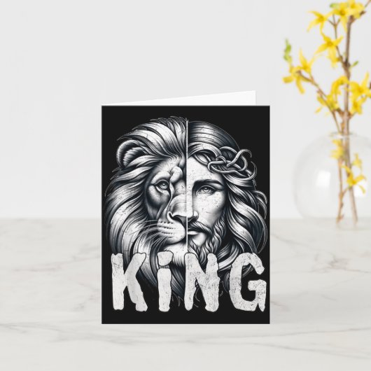 Lion And Jesus King Christian Faith Design  Kaart (Gele Bloem)