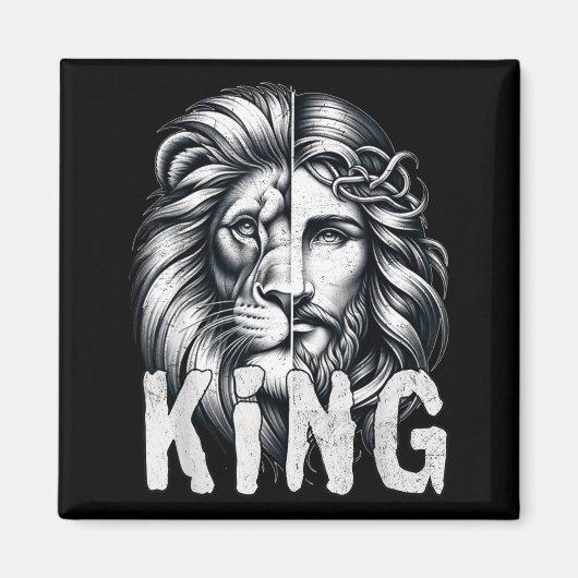 Lion And Jesus King Christian Faith Design Magneet (Voorkant)
