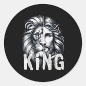 Lion And Jesus King Christian Faith Design  Ronde Sticker (Voorkant)