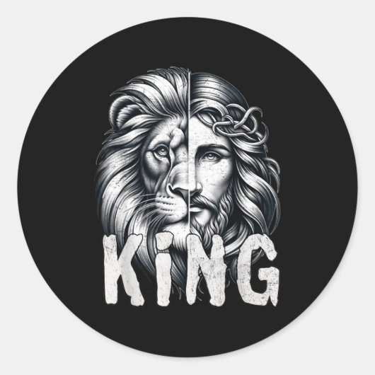 Lion And Jesus King Christian Faith Design  Ronde Sticker (Voorkant)