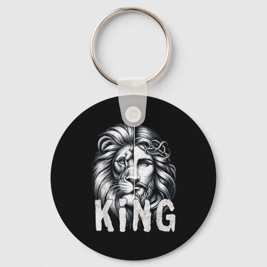 Lion And Jesus King Christian Faith Design Sleutelhanger (Voorkant)