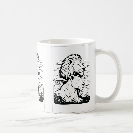 Lion and Lioness Mok – Beschermende Lion Coffee Cu (Rechts)