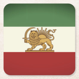 Lion and Sun Rustic Flag Paper Coaster Kartonnen Onderzetters