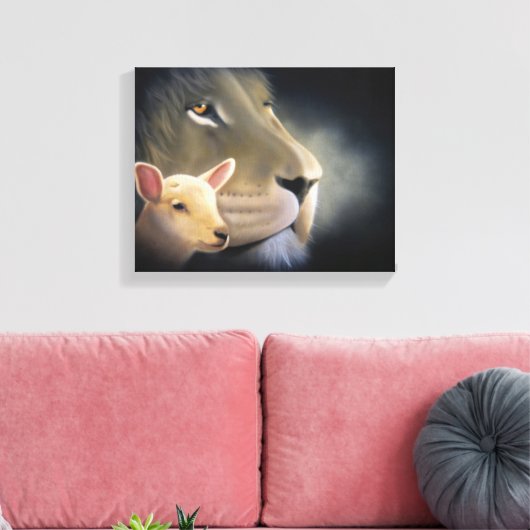 Lion and the Lamb Canvas Afdruk (Insitu (Woonkamer))