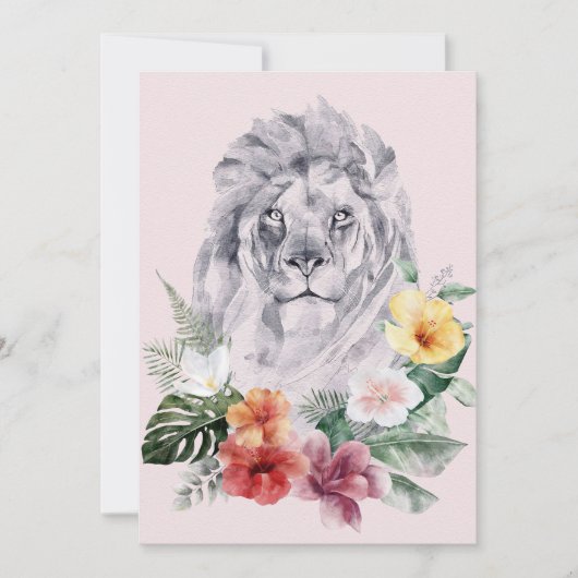 Lion Animal Flowers Save The Date (Voorkant)