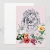 Lion Animal Flowers Save The Date (Voorkant / Achterkant)