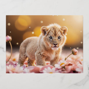 Lion Animal Fun Miniatuur Maat Fantastisch Surreal Folie Feestdagen Briefkaart