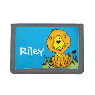 Lion animal graphic add jouw naam kinder wallet drievoud portemonnee
