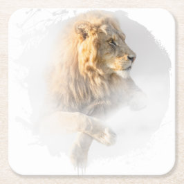 Lion Animal Vie Sauvage Jungle Nature Safari Kartonnen Onderzetters