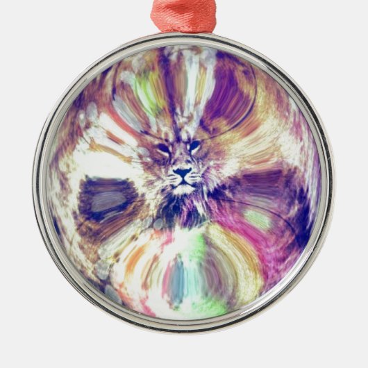 Lion Around Digital Art Metalen Ornament (Voorkant)