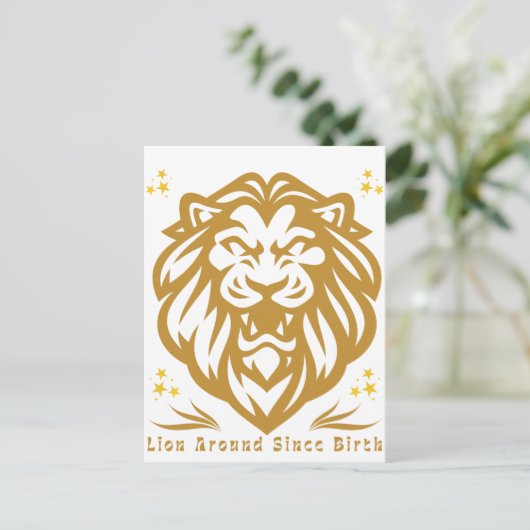 Lion Around Since Birth : Funny Lazy Lion Design Briefkaart (Staand voorkant)