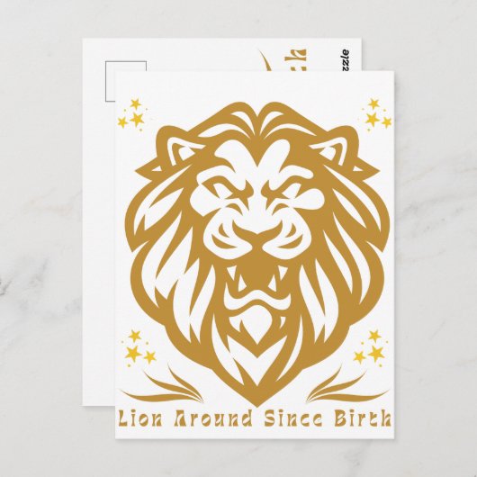 Lion Around Since Birth : Funny Lazy Lion Design Briefkaart (Voorkant / Achterkant)