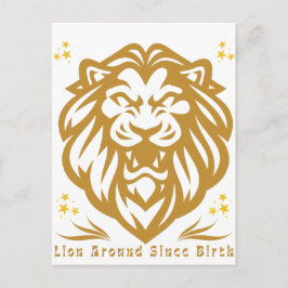 Lion Around Since Birth : Funny Lazy Lion Design Briefkaart